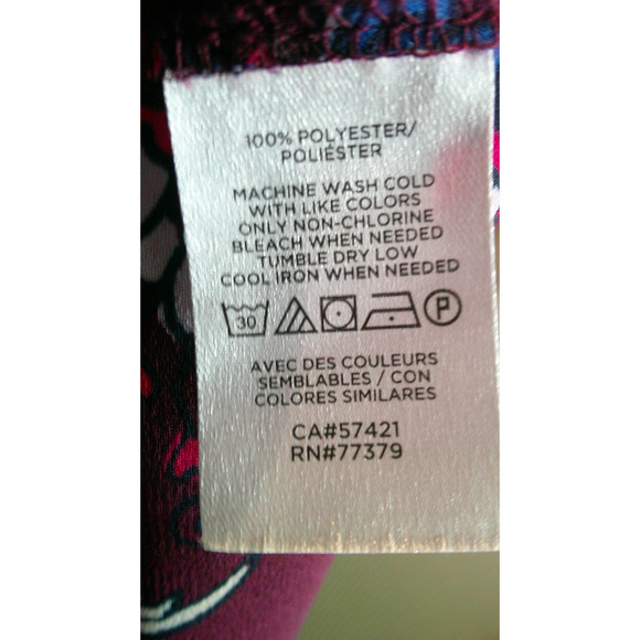 Ann Taylor Factory Women's XL Short Sleeve V-neck with Tie Maroon Floral Blouse - Picture 7 of 7